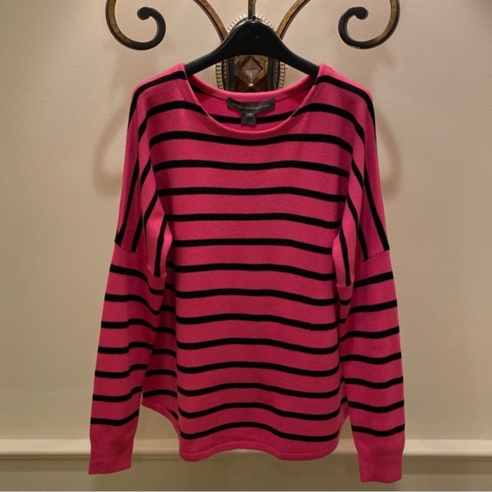 NWT *FRENCH CONNECTION* Oversized Sweater … *HOT PINK•BLACK* Striped … Size: S
